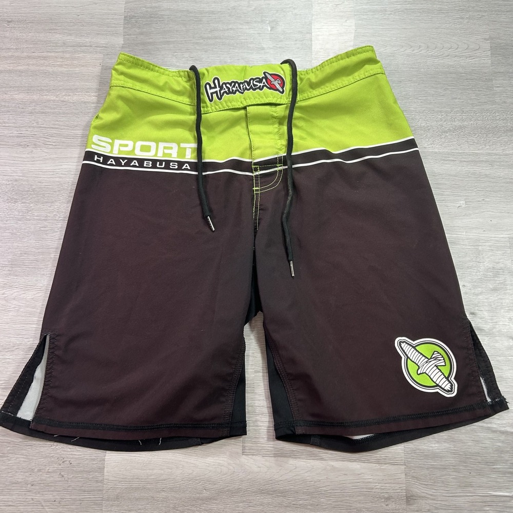 Hayabusa Sport Shorts Mens 30 Black Green 10" Inseam MMA Grappling Training
